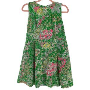 Anthropologie Maeve Women's Size 12 Green Verbena Lace Pleated Floral Dress